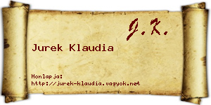 Jurek Klaudia névjegykártya